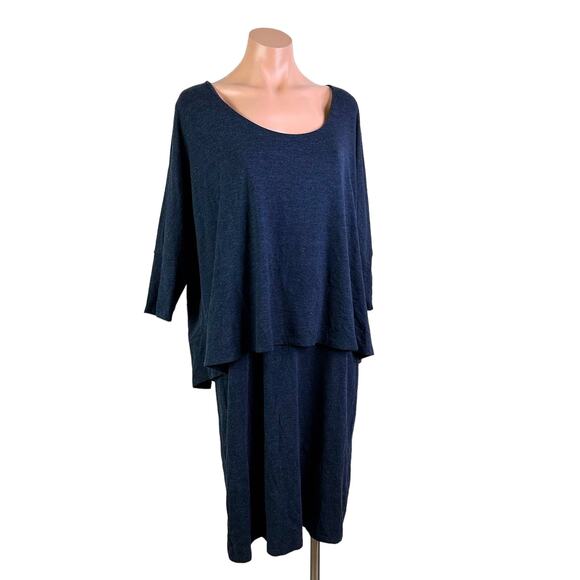 Soft Surroundings Perfect Layer Jersey Knit Dolman Sleeve Dress Navy Size XL - Picture 9 of 9